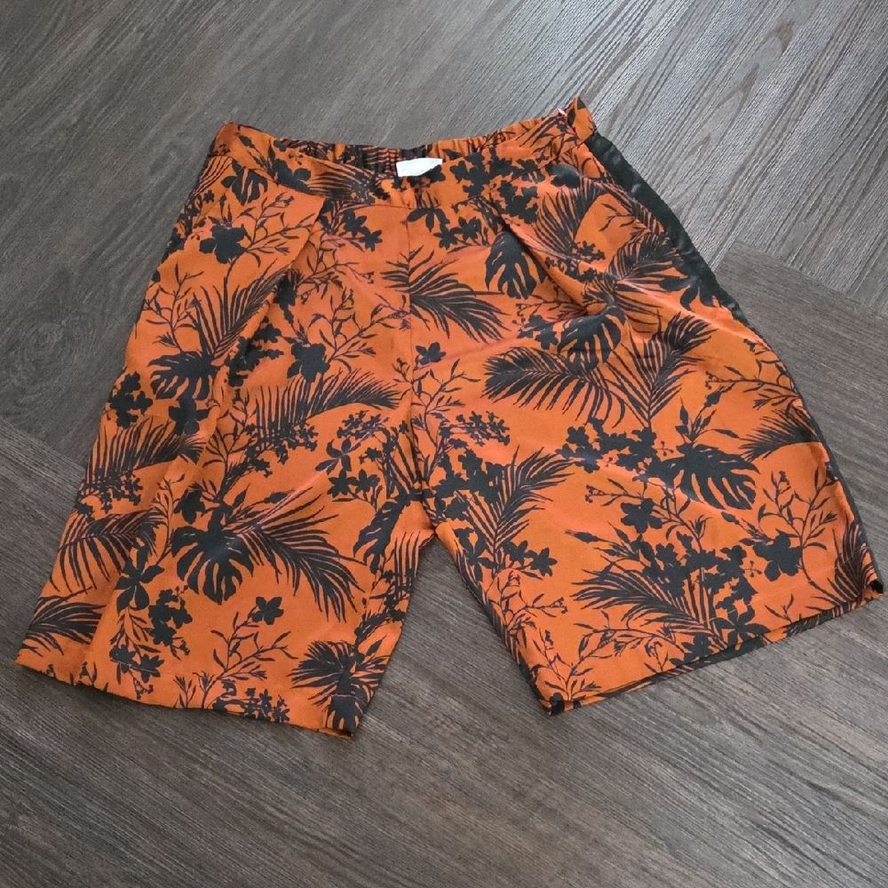 Tropical Orange and Black Floral Shorts